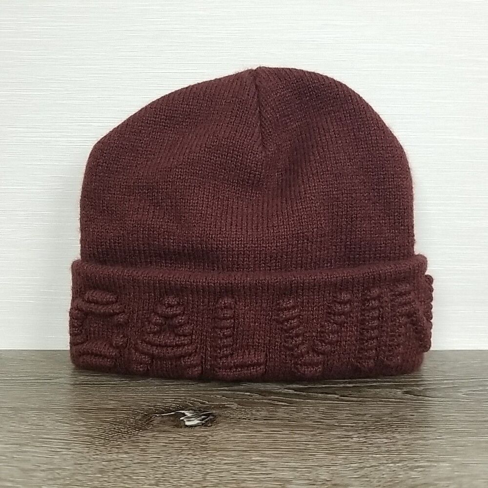 Calvin Klein Youth Beanie Burgundy Raised Logo